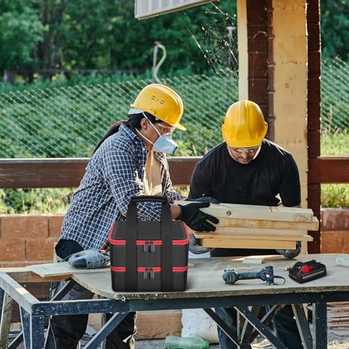 Double-Layer Battery Bag for Makita 40V, for Dewalt Battery&Charger - color: Red