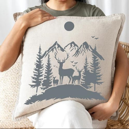Mountain Tree Stencils for Painting Forest Animal Stencils for Wood Burning - style: Mountain