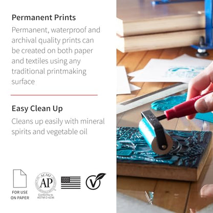 Speedball 3476 Oil-Based Block Printing Ink Starter Set for Professional, Permanent Prints AP Certified – 1.25 FL OZ Tubes