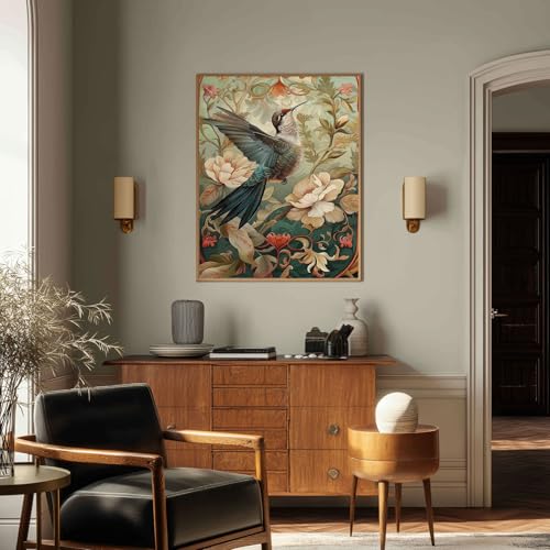 Paint by Numbers Flowers, Wildflowers Paint by Numbers for Adults 16x20 in - color: Hummingbird 2