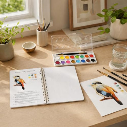 Beautiful Watercolor Paper Workbook Set for Beginners with Paint Included