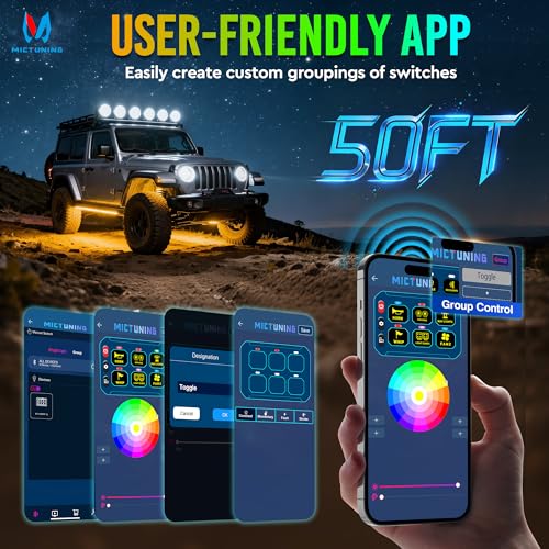 MICTUNING P1Y+ 6 Gang Switch Panel with APP & Remote Control 230FT - color: With APP& Remote), size: 6 Gang