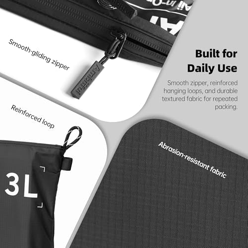 AMBITFUL AP-01 Water-Resistant Organizer Pouch, 8.6x6.9 in,Black - size: M（2L）