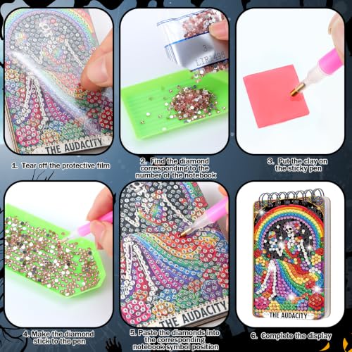 Fuyoooo 12 Pcs Skull Diamond Art Notebook Kits for Adults - style: Skull