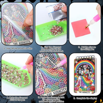 Fuyoooo 12 Pcs Skull Diamond Art Notebook Kits for Adults - style: Skull