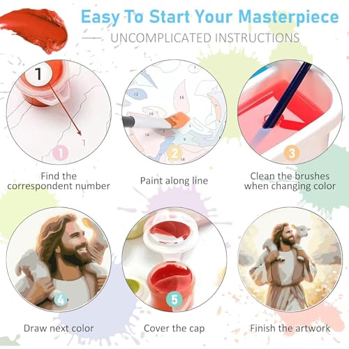 Jesus Paint by Numbers Kit for Adults Framed Canvas 12X16 in, Frameworkless - color: YH02677