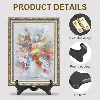 MECCANIXITY 2Pcs Wooden Easel Plate Holder, 10" Small Wood Easels Folding - color: Black, size: 10"