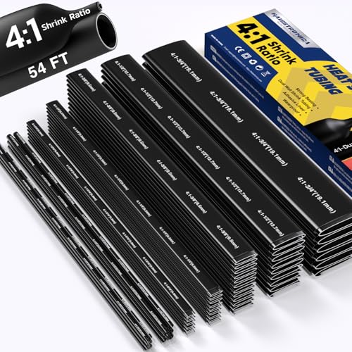 haisstronica 54Ft 4:1 Heat Shrink Tubing Kit 7 Sizes 3/32"-3/4" Black - size: 3/32"-3/4"*54ft