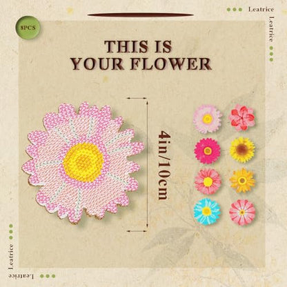 Leatrice 8 PCS Diamond Art Coasters Small Diamond Painting Kits for Adults - color: AA Flowers a