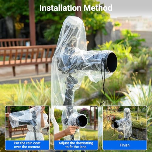 2PCS Clear Camera Rain Cover Sleeve with Flash for Camera + Lens up to 18" - color: (2Pack)for Long Lens w Flash