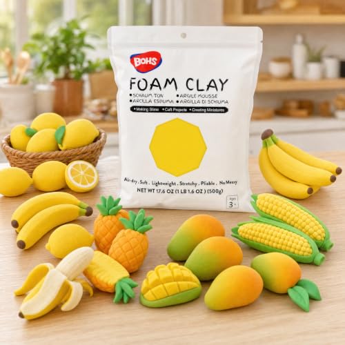 BOHS Foam Clay, Yellow Air Dry Modeling Clay, 1.1 lb - color: Yellow, size: 500 g