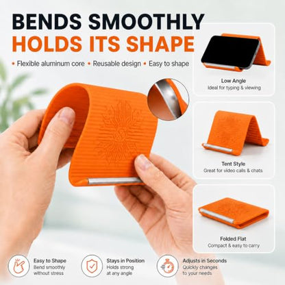 Airplane Phone Holder, Foldable Silicone Aluminum Phone Holder - color: A-Orange-1PCS