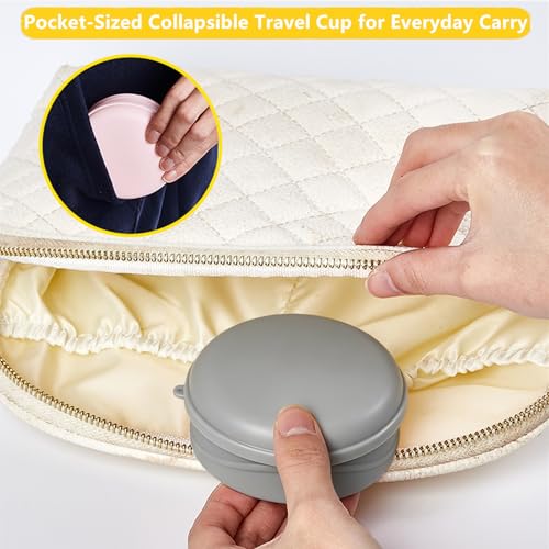 IYYI Collapsible Cup for Travel, Upgraded Foldable Cup with Lid - color: Gray+Brown