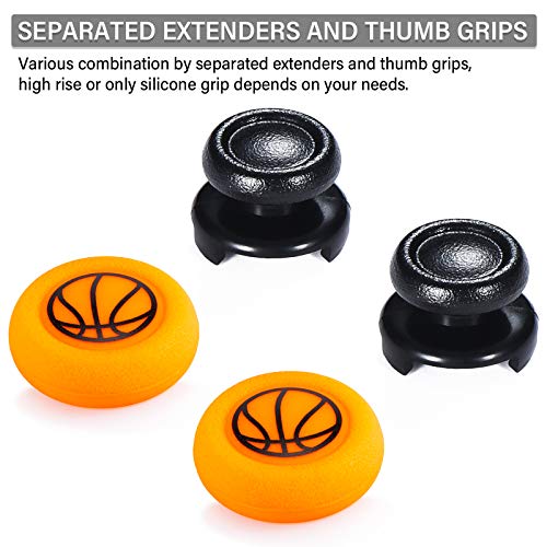 FPS Thumbstick Extender & Printing Rubber Silicone Grip Cover 2 Sets for PS5 & PS4 Controller (Basketball) - color: 3