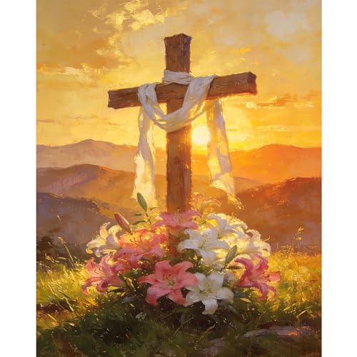 Dawnsphere Cross Paint by Numbers Kit for Adults Without Frame 16x20 in - color: OP-US15