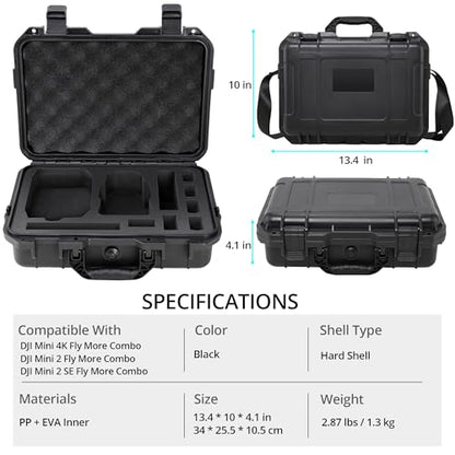 Mini 4K Case, IP67 Waterproof Hard Travel Carrying Case for DJI Mini 4K/ 2/2 SE Fly More Combo Drone & Accessories