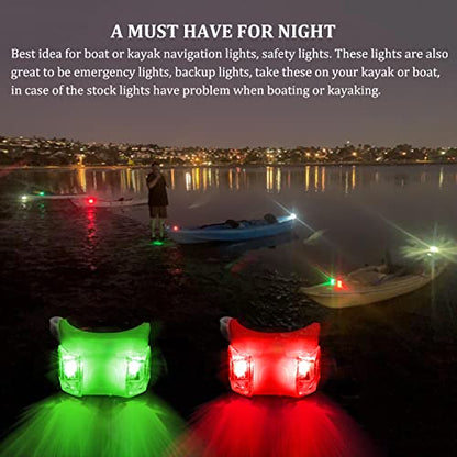 Kayak Lights for Night Kayaking, Battery Operated Red and Green Navigation Lights for Dinghy, Canoe, Jetski - color: 1Pcs Red, 1Pcs Green