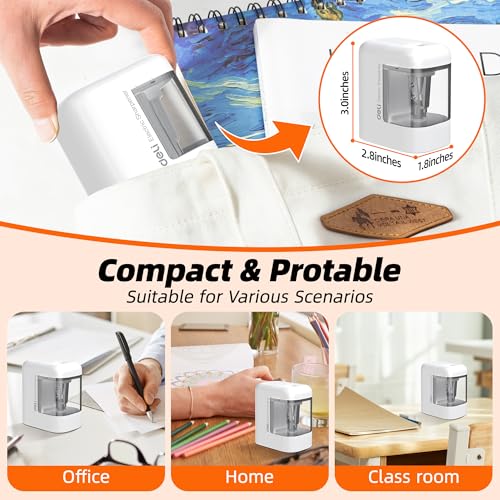 Deli Electric Pencil Sharpener, Battery Operated Portable Pencil Sharpener - color: White