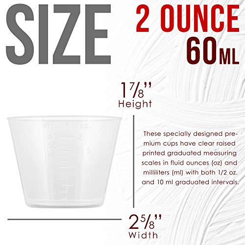 Pouring Masters 2 Oz (60 ml) Liquid Measuring Cups, 50 Pack with 25 Sticks - size: 2-Ounce - Cup