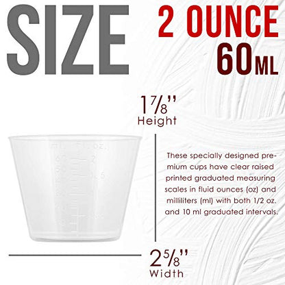 Pouring Masters 2 Oz (60 ml) Liquid Measuring Cups, 50 Pack with 25 Sticks - size: 2-Ounce - Cup