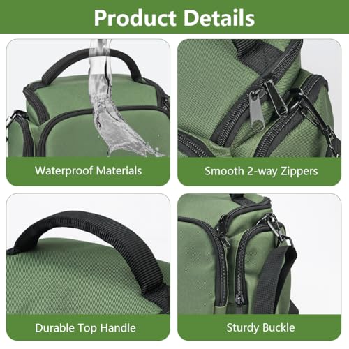 Ainiv DSLR Camera Bag, Large Waterproof Anti-Shock SLR Camera Case, Green - color: Green