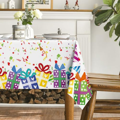 Horaldaily Birthday Tablecloth, 60x104 Inch Rectangular - color: White, size: 60" x 104" (Rectangular)