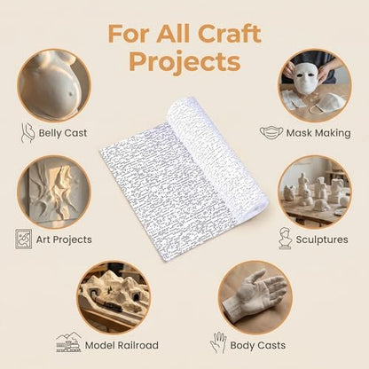 Plaster Cloth Rolls, White Plaster Gauze Strips Wrap Bandages for Art Project, Belly Cast, Mask Making, Sculptures, Body Casts, Craft Projects, Scenery Construction, Single roll. (7.9in x 8.9 Ft)
