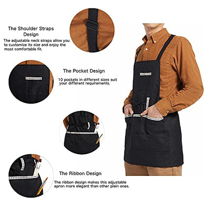 FreeNFond Artist Apron for Arts Women Men Canvas Painting Aprons - color: Black