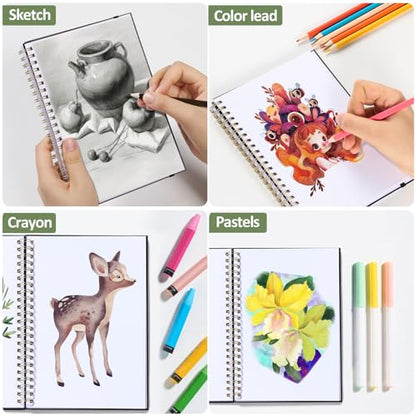 Forvencer 2 Pack Blank Spiral Notebook, 8"x 5.6"Hardcover Sketch Book - color: Blue