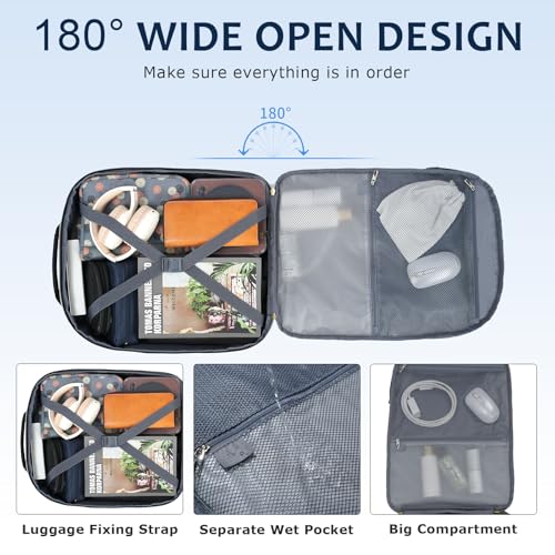 EMPSIGN 40L Travel Backpack for Women & Men - color: Beige/Haze Blue/Black