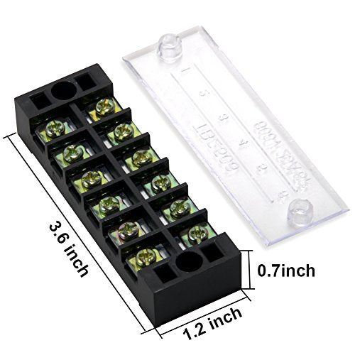 Terminal Block Strip, 6 Circuits 600V 25A, Dual Row Screw Terminal, 5 Sets - size: 25A 6P+Fork Connectors