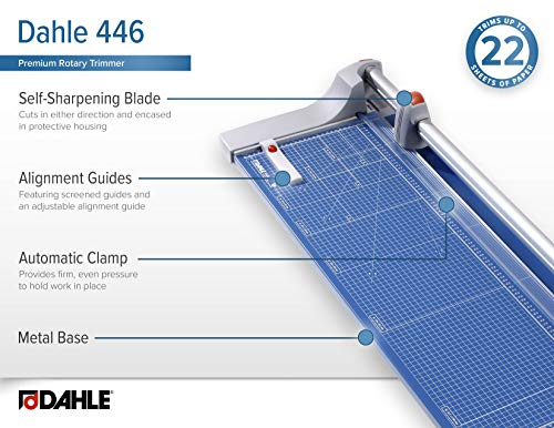 Dahle 446 Premium Rotary Trimmer, 36" Cut Length, 25 Sheet Capacity, Self-Sharpening, Automatic Clamp, German Engineered Paper Cutter - size: 36" Cut Length