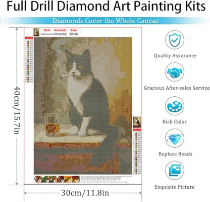 ZeeLionArt Diamond Art Kit, Smoking Cat Whiskey, 12x16 Inch - color: DP04656