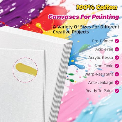 10 Pack 8"x10" Canvas Boards for Painting, 100% Cotton Triple Primed - size: 8x10" - 10Pack