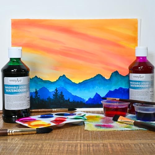 Handy Art Washable Liquid Watercolor Paint, Blue, 8 oz Bottle - color: Blue