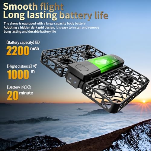 Folding Selfie Drone with 2K HD Camera Gesture Control & Auto Follow Me Quadcopter Waypoint Flight, Stunt Mode, 360° Protection, One-Key Operation，For Adults Gesture Control