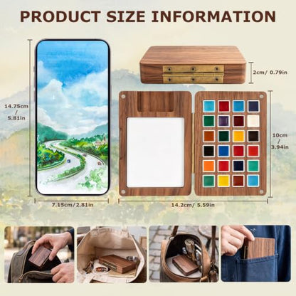 Mini Watercolor Paint Set, 24 Colors Travel Watercolor Set - color: Grey