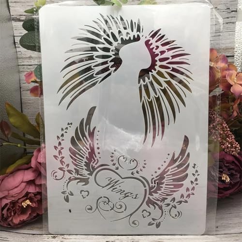 TIAMECH A4 Reusable Pair Wings Stencil for Painting - style: Angel Wings