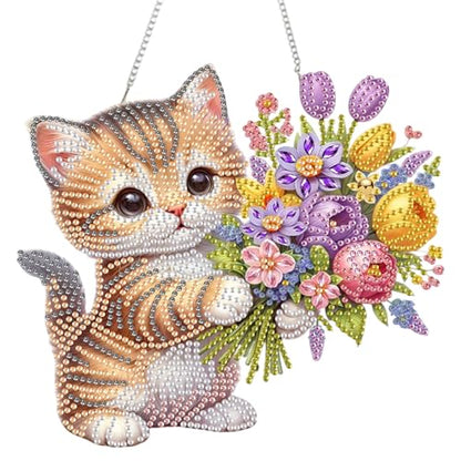 AIBOERL Diamond Art Kits for Adults, Cat Acrylic Hanging Suncatcher - color: DP03356