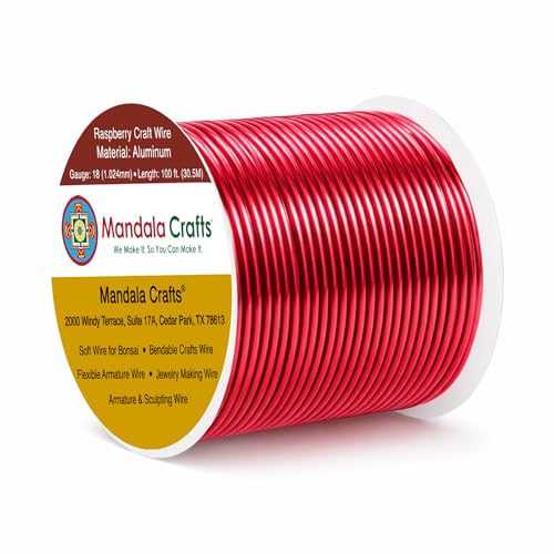 Mandala Crafts 18 Gauge Raspberry Anodized Aluminum Craft Wire, 100 FT - color: Raspberry, size: 18 Gauge