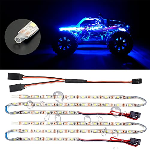 Waterproof LED Light Strips for RC Cars Trucks Airplanes Boats Drones Fixed Wing AR Wing Model Underglow Light (Blue) - color: Blue