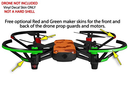 Skin Decal Wrap 2 Pack Compatible with DJI Ryze Tello Deathrock Bats Orange Drone NOT Included