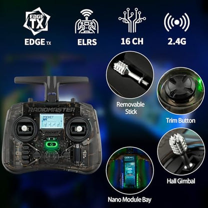 Radiomaster Pocket ELRS Transmitter, Hall Gimbal Portable Mode2 (Charcoal) - color: Charcoal-No Battery