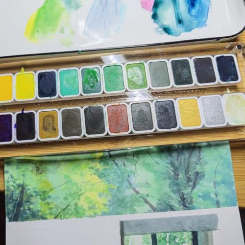 FCLUB 54PCS 2.5ml Refillable Watercolor Pans Empty Compatible with Holbein - color: White, size: 54 Pieces 2.5 ml Pans