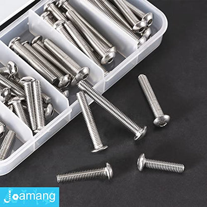 M5 x 30mm 35mm 40mm 45mm 50mm Button Head Socket Cap Screws Bolts, Stainless Steel 304, Metric Allen Hex Drive, Bright Finish, Fully Threaded, Assortment Kit 50PCS - size: Button M5x30-50 mm