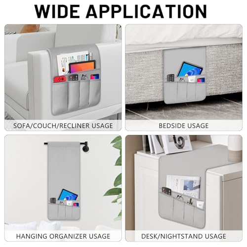 Remote Control Holder for Armchair Caddy, Remote Holder with 5 Pockets - color: LightGray, size: 35"x12.4"