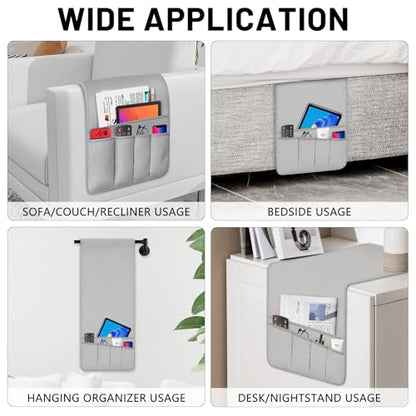 Remote Control Holder for Armchair Caddy, Remote Holder with 5 Pockets - color: LightGray, size: 35"x12.4"