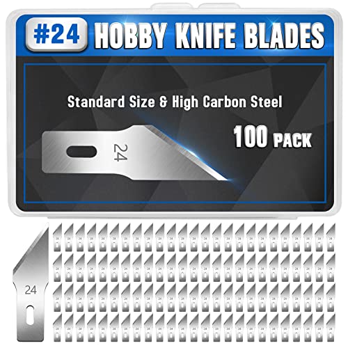 DIYSELF 100 Pack Hobby Knife Blades #24, Carbon Steel Precision Blades - style: #24