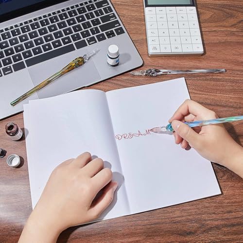 Zonon 3 Pcs Glass Dip Pen Calligraphy Set,Dark Green, Vintage Green, Black