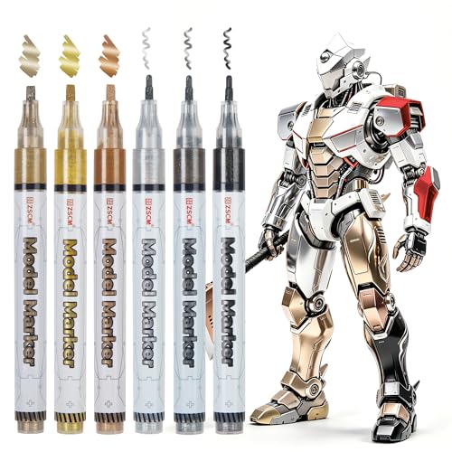 ZSCM Liquid Gloss Shimmer Markers, 6 Colors 3D Models Paint Pens - color: 6 Packs-Shimmer